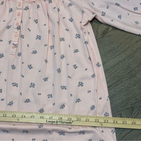 Croft & Barrow NWOT Pink Flannel Nightgown Women’s M Lace Trim Long Sleeve Maxi. - Picture 10 of 14